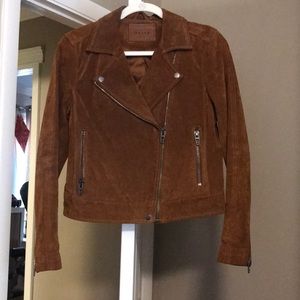 Blank NYC Cognac Suede Moto Jacket